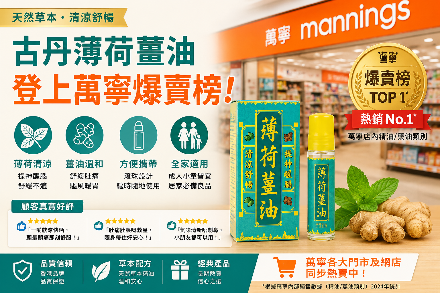 古丹薄荷薑油登上萬寧爆賣榜：中式藥油品牌如何透過香港 OEM 一站式代工走上貨架